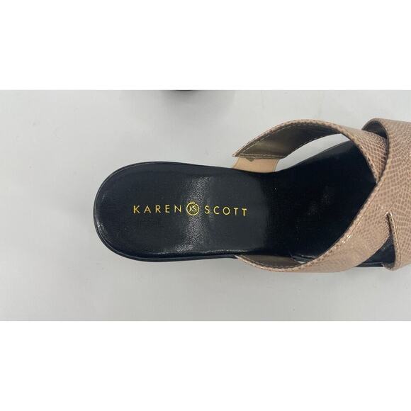 Karen Scott Strappy Sandals Size 10 M Gold Metallic Low Wedge Heel Shoes - Picture 4 of 8